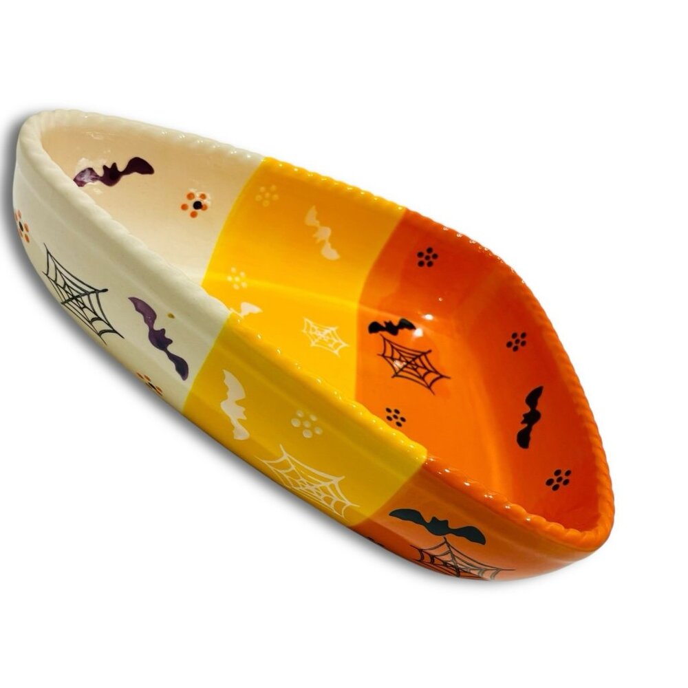 Temp-tations Boo-fetti Collection 16" Ceramic Candy Corn Dish Platter Tray RARE! - Picture 3 of 8